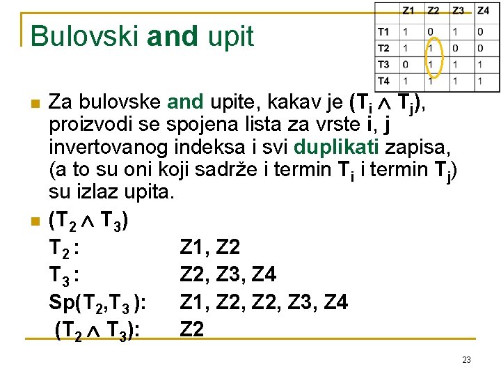 Bulovski and upit n n Za bulovske and upite, kakav je (Ti Tj), proizvodi