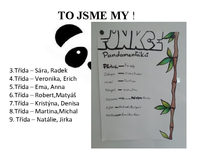 TO JSME MY ! 3. Třída – Sára, Radek 4. Třída – Veronika, Erich