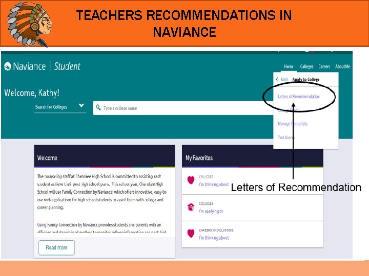 TEACHERS RECOMMENDATIONS IN NAVIANCE 