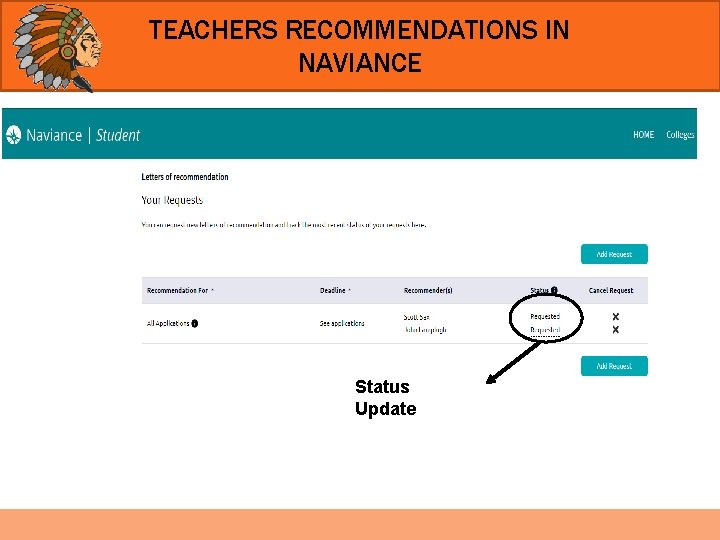 TEACHERS RECOMMENDATIONS IN NAVIANCE Status Update 