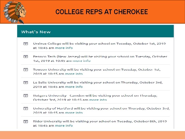 COLLEGE REPS AT CHEROKEE 
