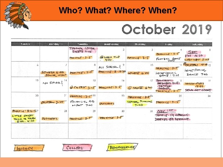 GET ORGANIZED Who? What? Where? When? 