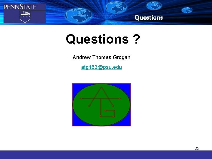 Questions ? Andrew Thomas Grogan atg 153@psu. edu 23 