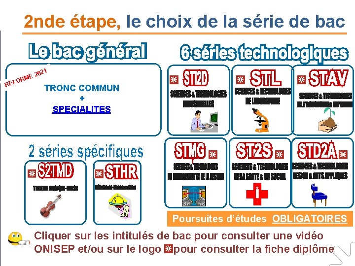 2 nde étape, le choix de la série de bac O REF 1 202