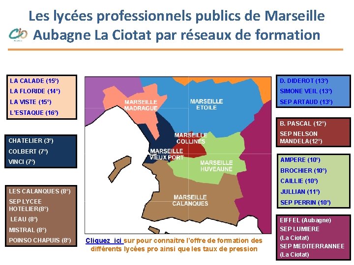 Les lycées professionnels publics de Marseille Aubagne La Ciotat par réseaux de formation LA