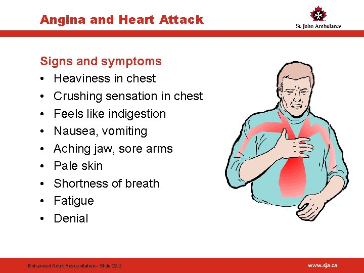 Angina and Heart Attack Signs and symptoms • Heaviness in chest • Crushing sensation