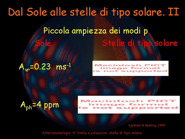 Dal Sole alle stelle di tipo solare. II Piccola ampiezza dei modi p Sole