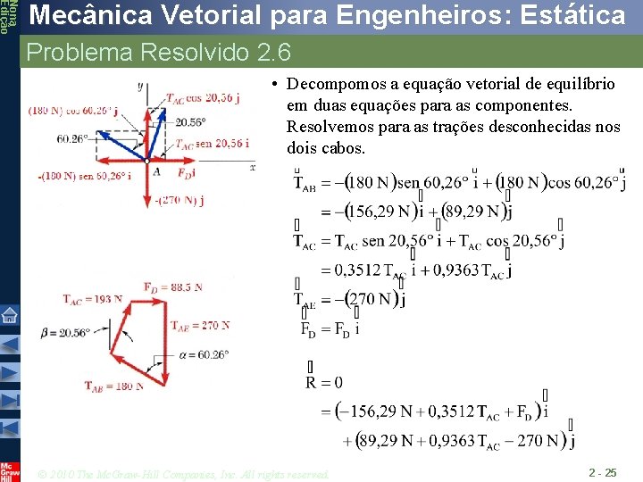 Nona Edição Mecânica Vetorial para Engenheiros: Estática Problema Resolvido 2. 6 • Decompomos a Nona Edição Mecânica Vetorial para Engenheiros: Estática Problema Resolvido 2. 6 • Decompomos a