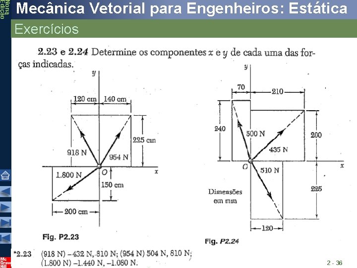 Nona Edição Mecânica Vetorial para Engenheiros: Estática Exercícios © 2010 The Mc. Graw-Hill Companies, Nona Edição Mecânica Vetorial para Engenheiros: Estática Exercícios © 2010 The Mc. Graw-Hill Companies,