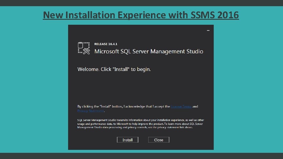 New Installation Experience with SSMS 2016 