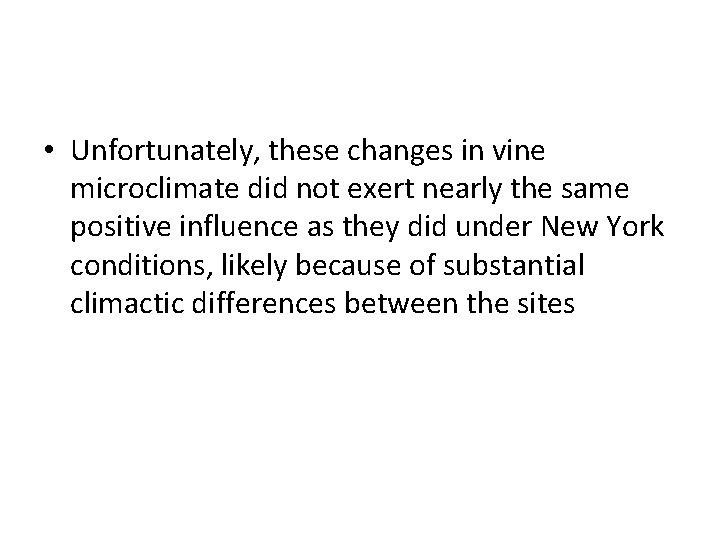  • Unfortunately, these changes in vine microclimate did not exert nearly the same