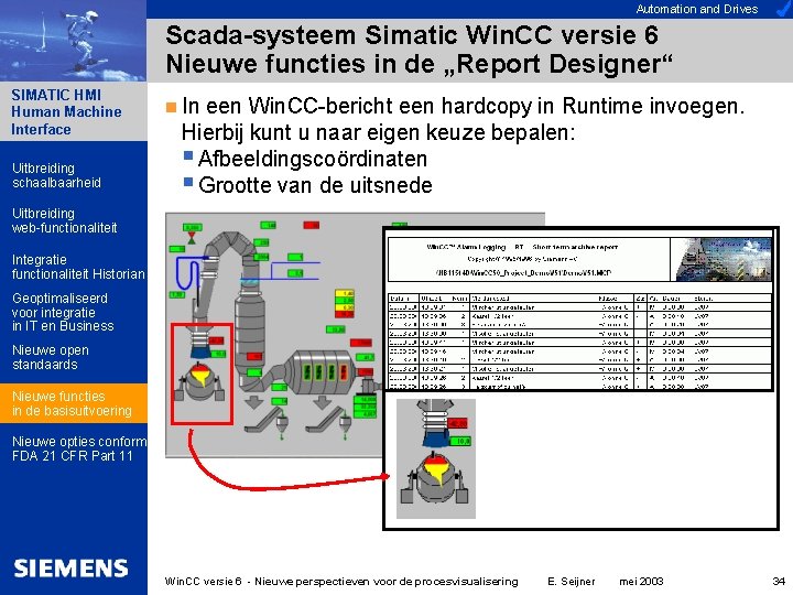 Automation and Drives Scada-systeem Simatic Win. CC versie 6 Nieuwe functies in de „Report Automation and Drives Scada-systeem Simatic Win. CC versie 6 Nieuwe functies in de „Report