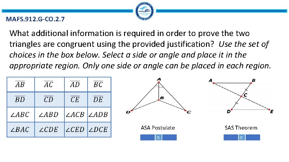 MAFS. 912. G-CO. 2. 7 What additional information is required in order to prove