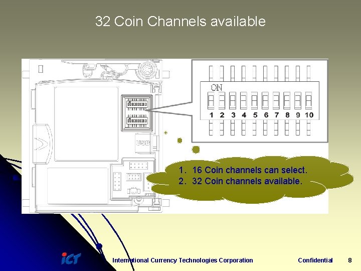 32 Coin Channels available 1. 16 Coin channels can select. 2. 32 Coin channels