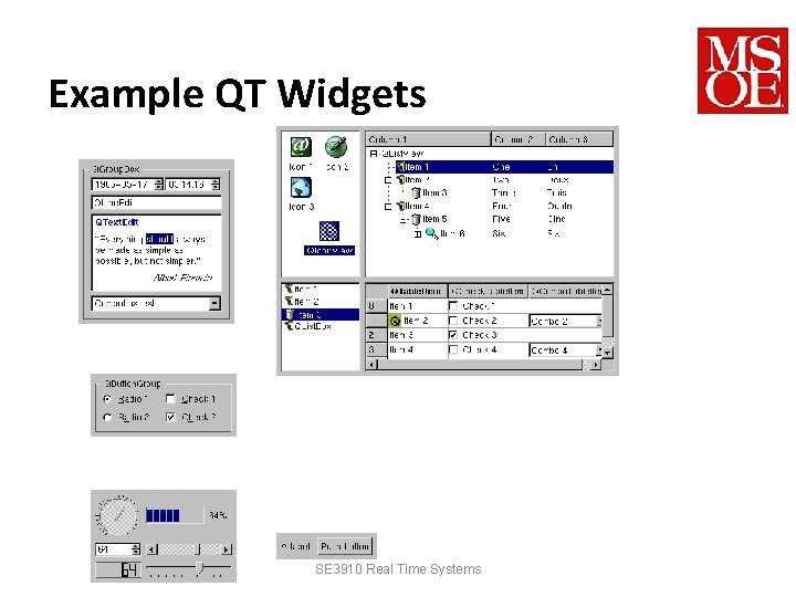 Example QT Widgets SE 3910 Real Time Systems 