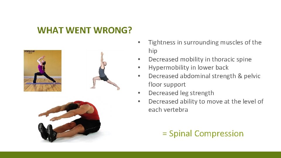 WHAT WENT WRONG? • • • Tightness in surrounding muscles of the hip Decreased WHAT WENT WRONG? • • • Tightness in surrounding muscles of the hip Decreased