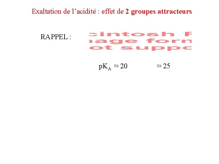 Exaltation de l’acidité : effet de 2 groupes attracteurs RAPPEL : p. KA ≈ Exaltation de l’acidité : effet de 2 groupes attracteurs RAPPEL : p. KA ≈