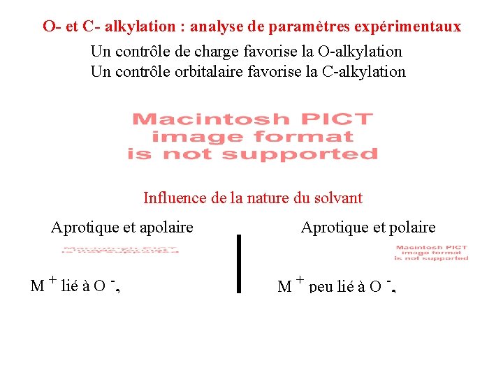 O- et C- alkylation : analyse de paramètres expérimentaux Un contrôle de charge favorise O- et C- alkylation : analyse de paramètres expérimentaux Un contrôle de charge favorise