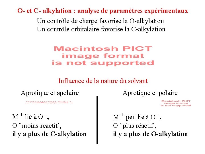 O- et C- alkylation : analyse de paramètres expérimentaux Un contrôle de charge favorise O- et C- alkylation : analyse de paramètres expérimentaux Un contrôle de charge favorise