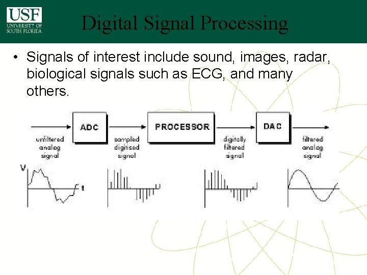 Digital Signal Processing • Signals of interest include sound, images, radar, biological signals such Digital Signal Processing • Signals of interest include sound, images, radar, biological signals such