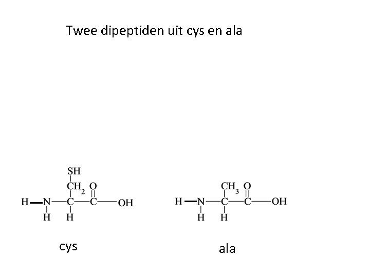 Twee dipeptiden uit cys en ala cys ala Twee dipeptiden uit cys en ala cys ala