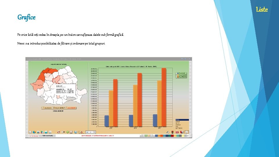 Grafice Pe orice listă veţi vedea în dreapta jos un buton care afișeaza datele