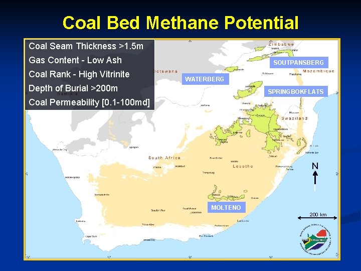 Coal Bed Methane Potential Coal Seam Thickness >1. 5 m Gas Content - Low