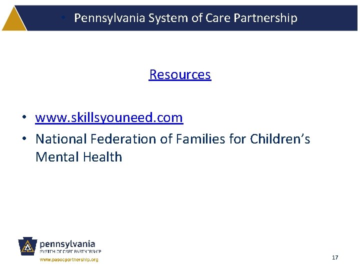  • Pennsylvania System of Care Partnership Resources • www. skillsyouneed. com • National