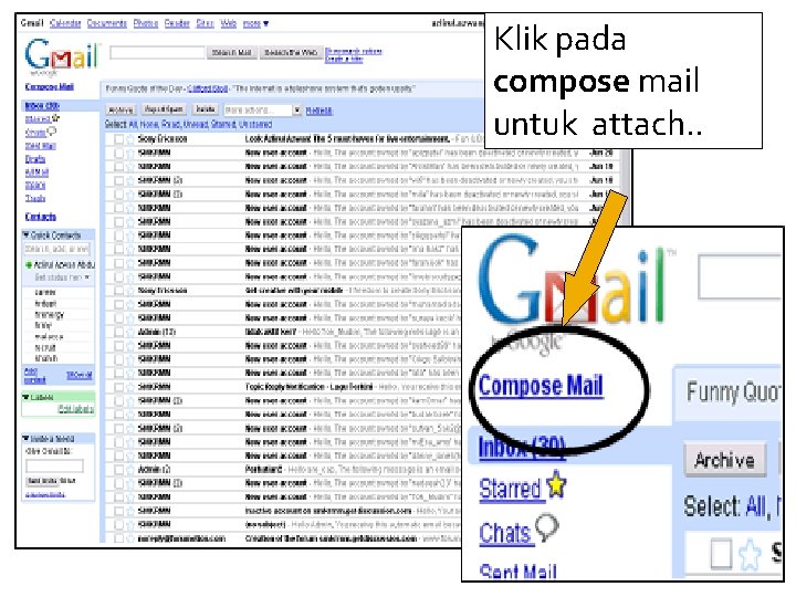 Klik pada compose mail untuk attach. . 