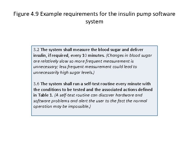 Figure 4. 9 Example requirements for the insulin pump software system 3. 2 The