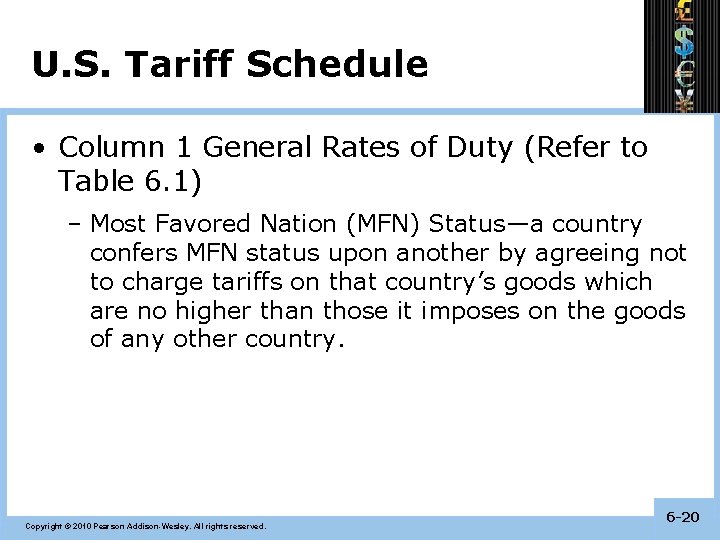U. S. Tariff Schedule • Column 1 General Rates of Duty (Refer to Table