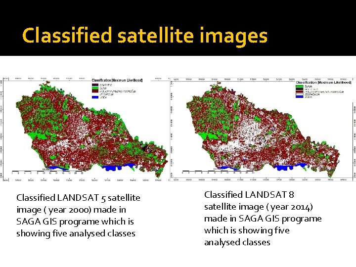 Classified satellite images Classified LANDSAT 5 satellite image ( year 2000) made in SAGA