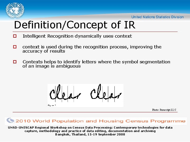 Definition/Concept of IR o Intelligent Recognition dynamically uses context o context is used during