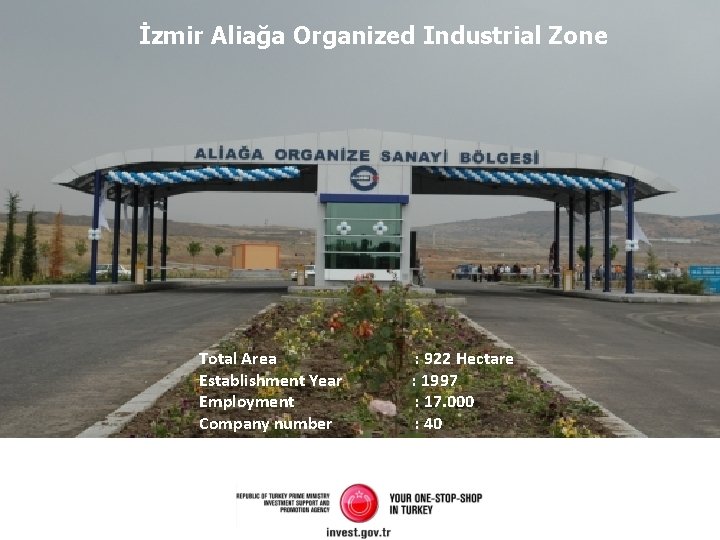 İzmir Aliağa Organized Industrial Zone Total Area Establishment Year Employment Company number : 922