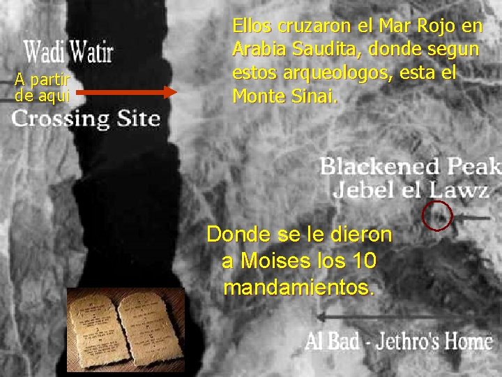 A partir de aqui Ellos cruzaron el Mar Rojo en Arabia Saudita, donde segun A partir de aqui Ellos cruzaron el Mar Rojo en Arabia Saudita, donde segun
