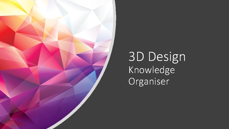 3 D Design Knowledge Organiser 3 D Design Knowledge Organiser