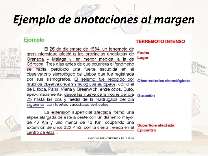 Ejemplo de anotaciones al margen 