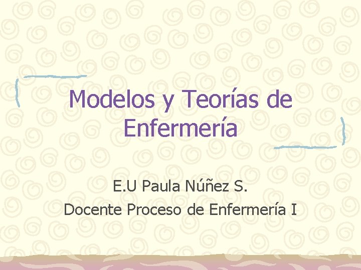 Modelos y Teorías de Enfermería E. U Paula Núñez S. Docente Proceso de Enfermería