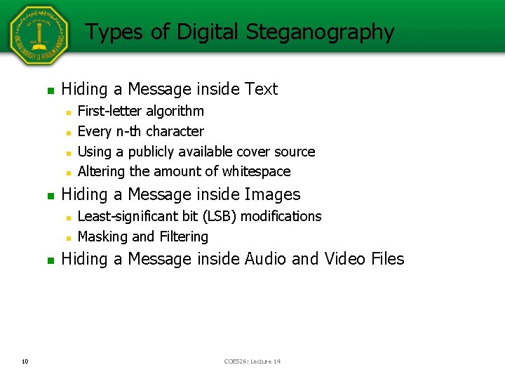 Types of Digital Steganography n Hiding a Message inside Text n n n Hiding Types of Digital Steganography n Hiding a Message inside Text n n n Hiding