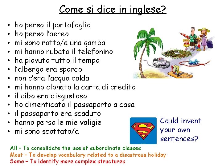 Come si dice in inglese? • • • • ho perso il portafoglio ho