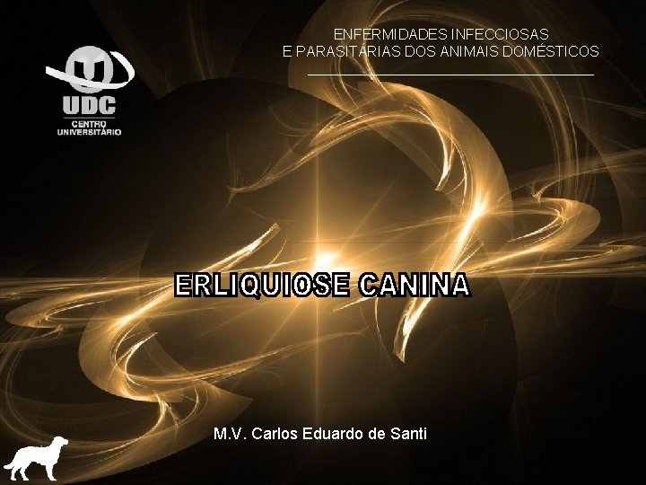 ENFERMIDADES INFECCIOSAS E PARASITÁRIAS DOS ANIMAIS DOMÉSTICOS M. V. Carlos Eduardo de Santi 