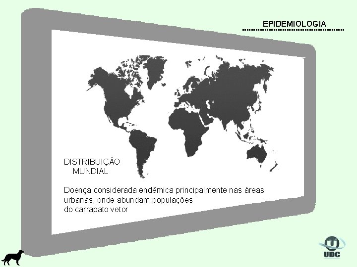 EPIDEMIOLOGIA DISTRIBUIÇÃO MUNDIAL Doença considerada endêmica principalmente nas áreas urbanas, onde abundam populações do