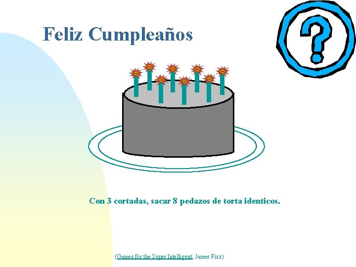 Feliz Cumpleaños Con 3 cortadas, sacar 8 pedazos de torta identicos. (Games for the