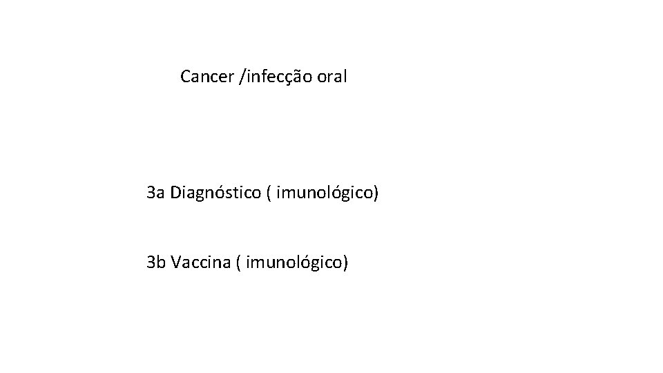 Cancer /infecção oral 3 a Diagnóstico ( imunológico) 3 b Vaccina ( imunológico) 