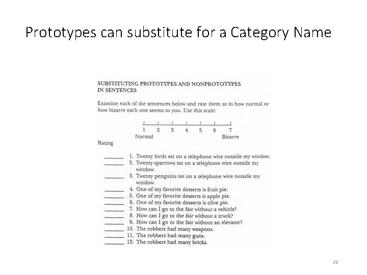 Prototypes can substitute for a Category Name 20 