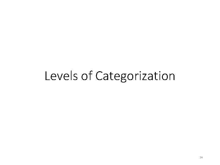Levels of Categorization 24 