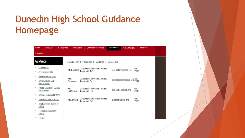 Dunedin High School Guidance Homepage 