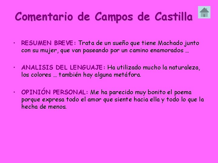 Comentario de Campos de Castilla • RESUMEN BREVE: Trata de un sueño que tiene
