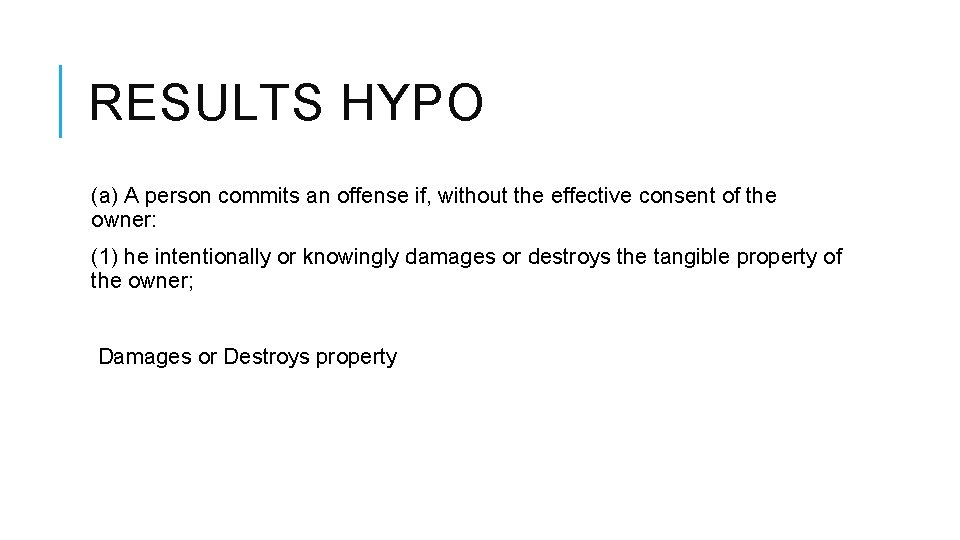RESULTS HYPO (a) A person commits an offense if, without the effective consent of