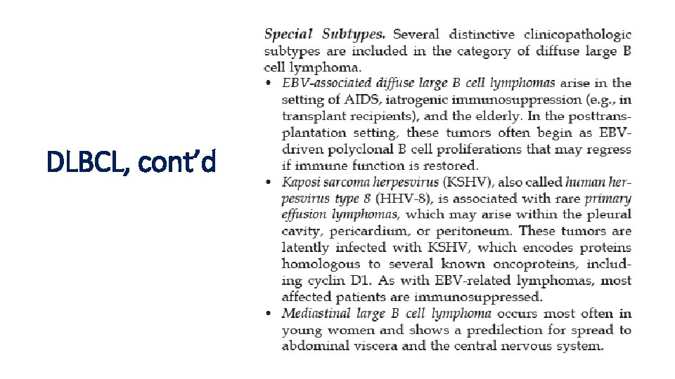 DLBCL, cont’d DLBCL, cont’d